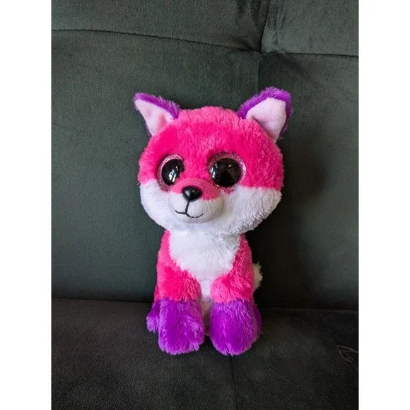 Ty Beanie Boos JOEY Pink Purple Fox Plush Glitter Eyes Claires Exclusive 6'' - Picture 4 of 7